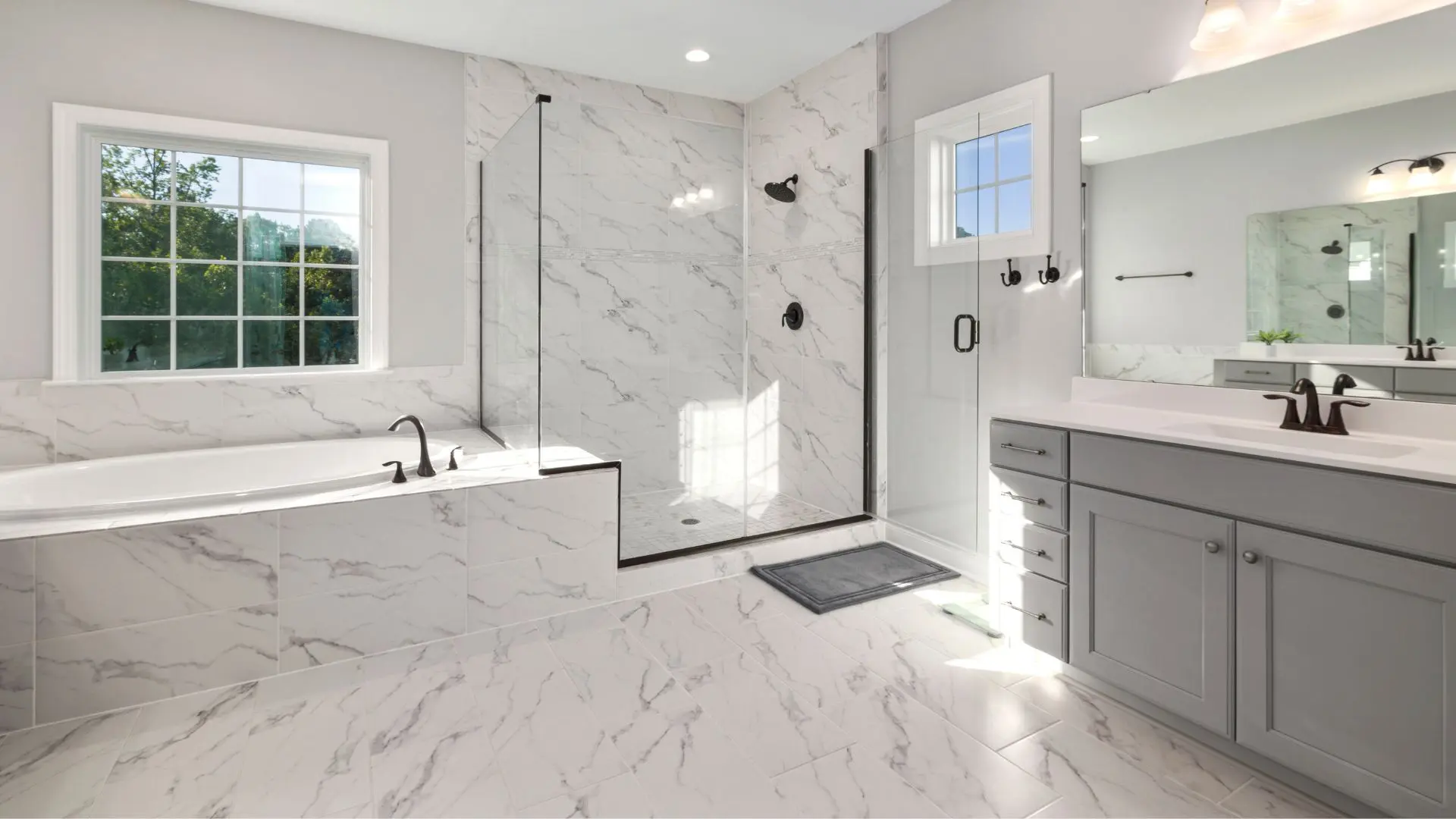 Elegant bathroom design with natural light